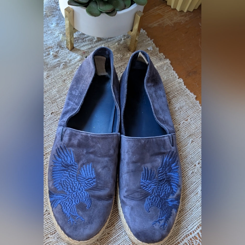 STEFANO RICCI Leather EAGLE Shoes in Blue men's size 9
